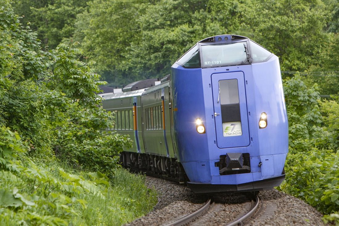 空気バネストローク式車体傾斜装置を搭載していたJR北海道キハ261系。車体傾斜角度は2度だったが現在は使用していない（筆者撮影）