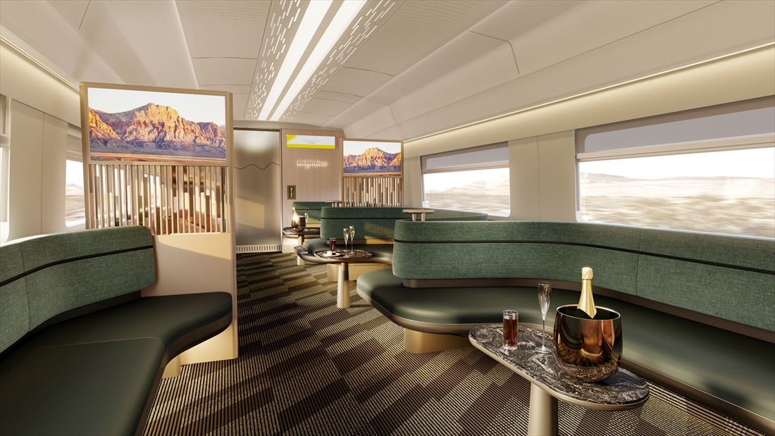 「ブライトラインウエスト」の車内イメージ（画像：Brightline West）