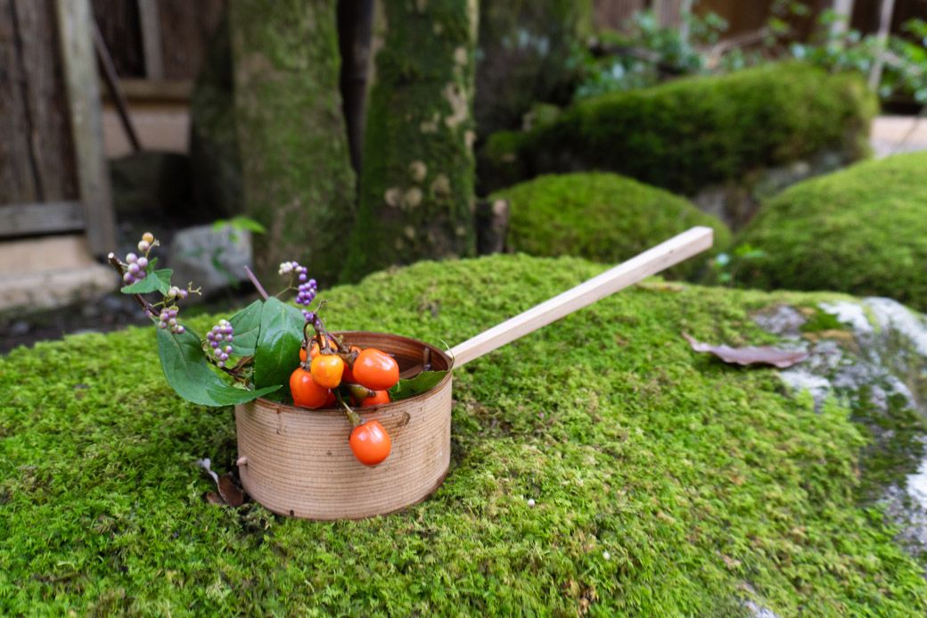 みたき園にはそこかしらに心がほっとするあしらいが置かれてある。おもてなしの心が伝わってくる（筆者撮影）