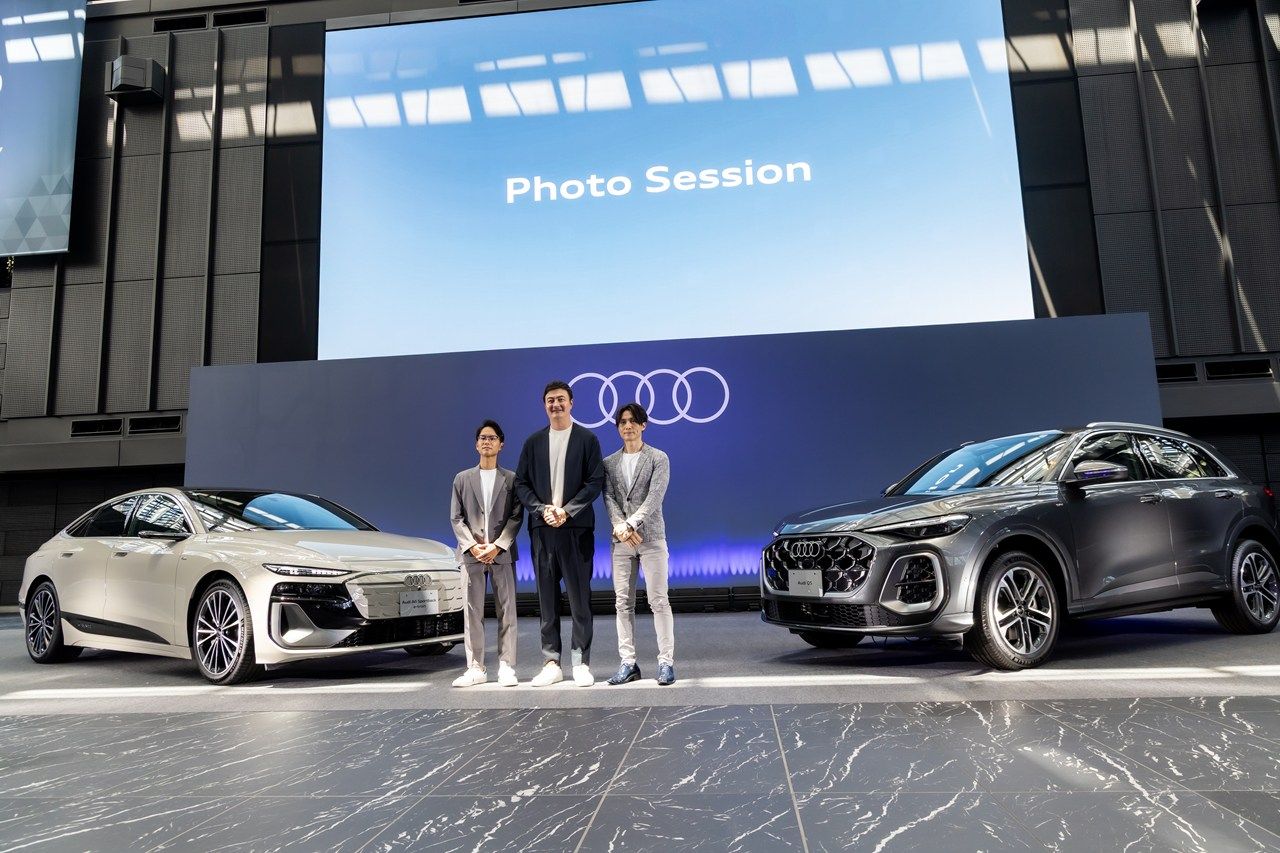 アウディ「A6 e-tron」シリーズおよび発表会の様子（写真：三木 宏章）