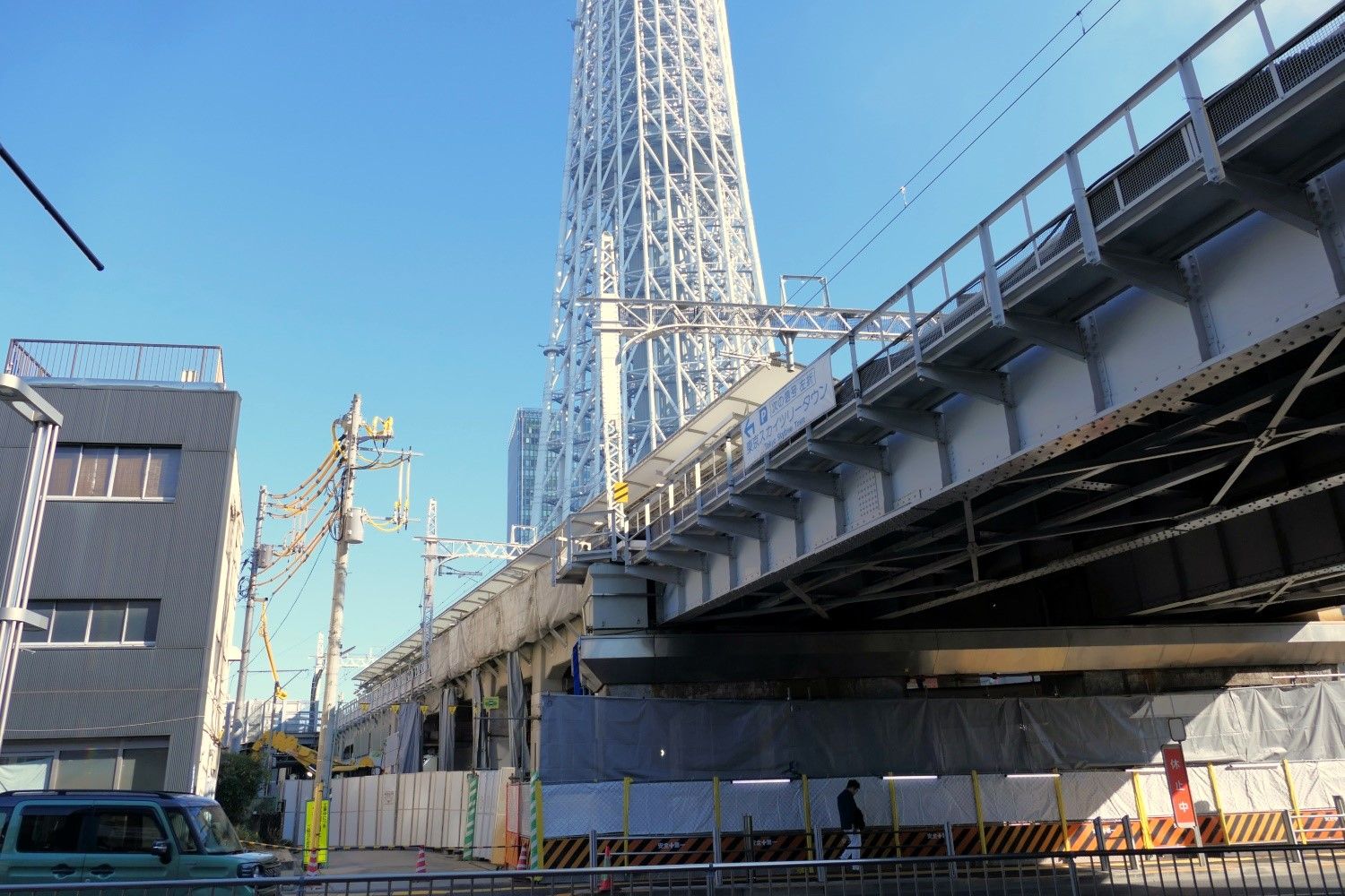 北側からみた従来のとうきょうスカイツリー駅。下り線ホームがある（記者撮影）