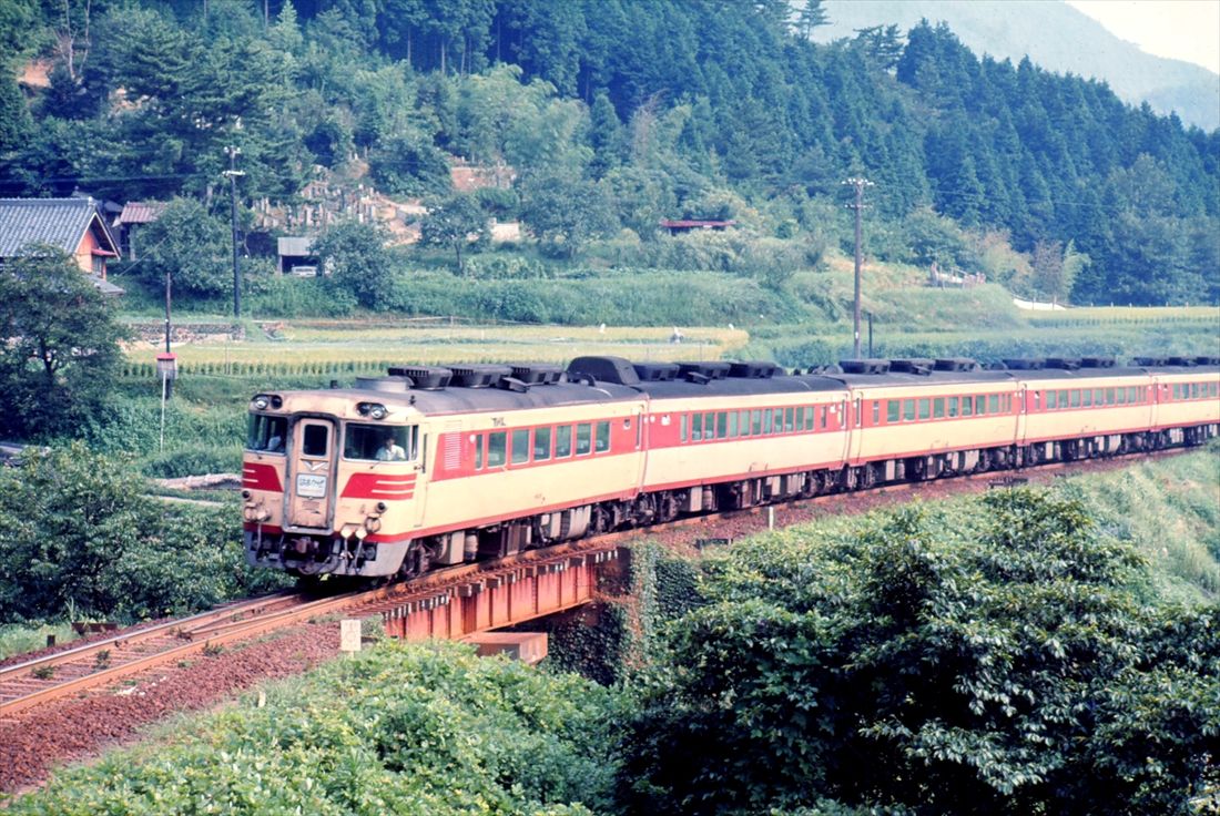 播但線を行くキハ82系の特急「はまかぜ」（撮影：南正時）