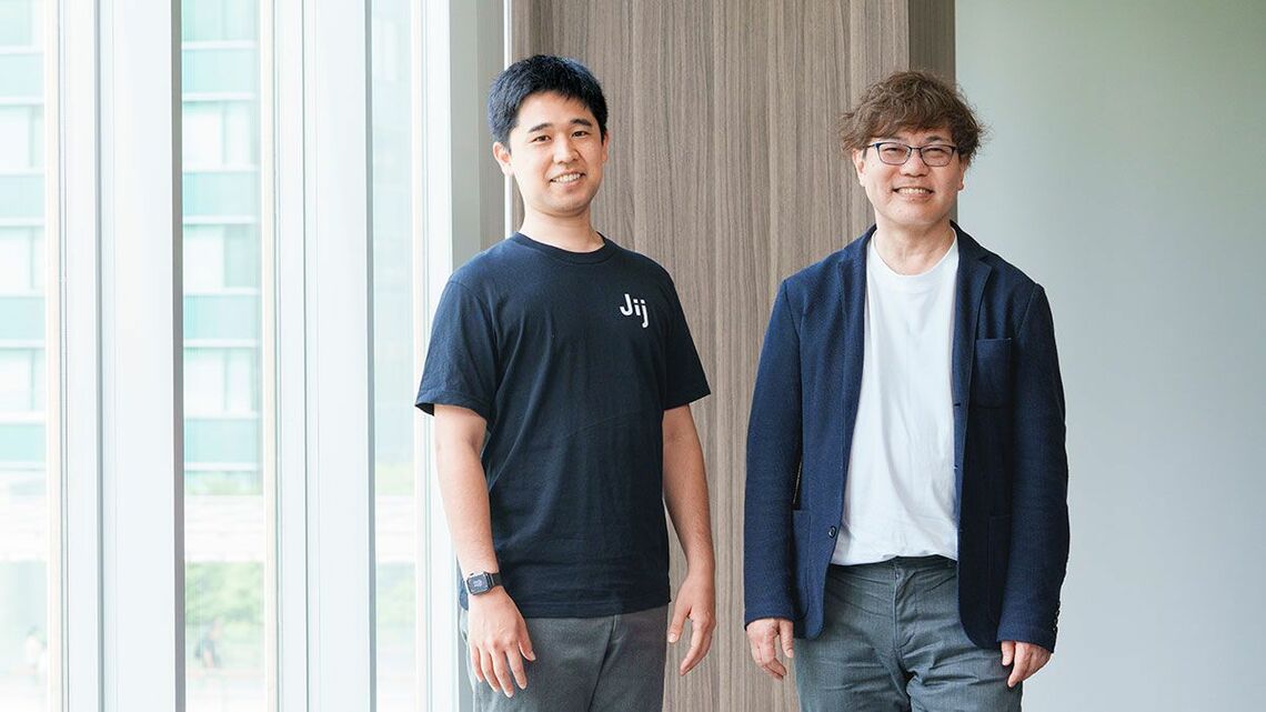 右から/カゴヤ・ジャパン セールスグループ フィールドセールスチーム 鶴岡 謙吾 氏 Jij  代表取締役 CEO 山城 悠 氏