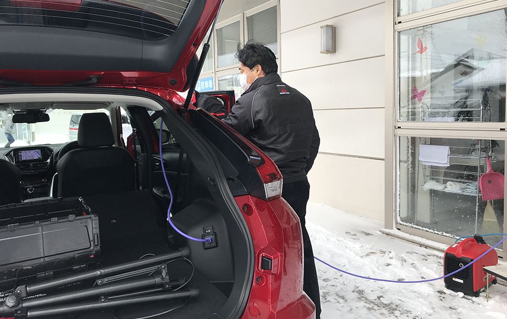 豪雪地帯で給電中のPHEV