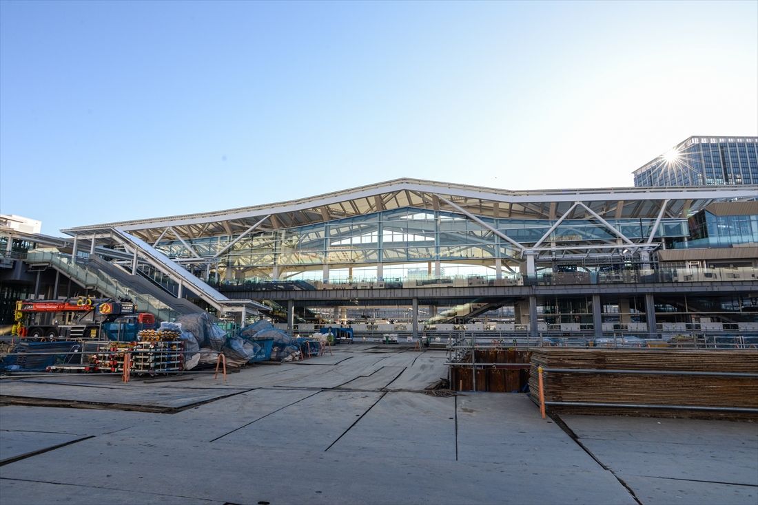 工事中の高輪ゲートウェイ駅＝2019年11月（撮影：大澤誠）