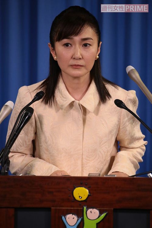 4月6日に行われた参院選出馬表明会見に臨む生稲晃子（写真：週刊女性PRIME編集部）