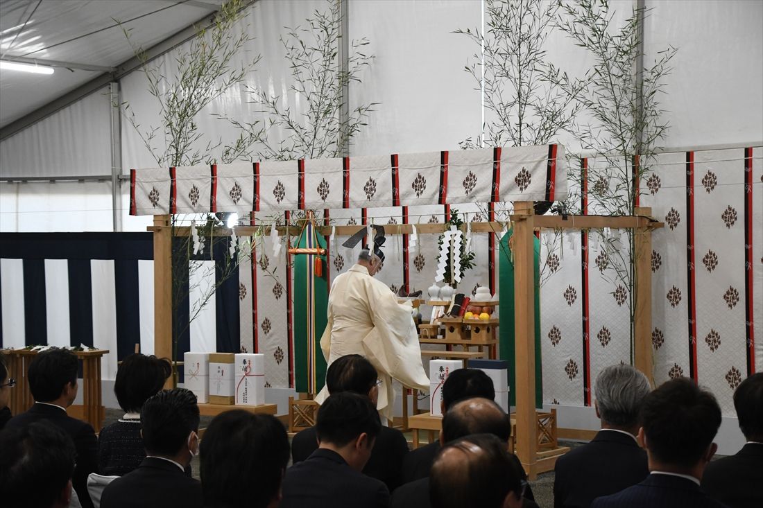 リニア中央新幹線山梨県駅の起工式＝2026年3月11日（記者撮影）