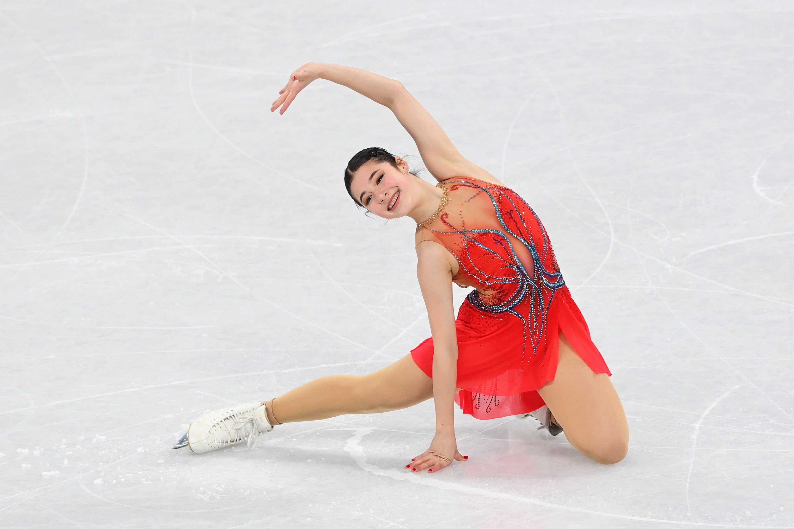北京冬季オリンピックに出場した際の演技。この2カ月後に引退を表明した。日本の“人気マンガ”のキャラにコスプレした姿は…（写真：Justin Setterfield／Getty Images）