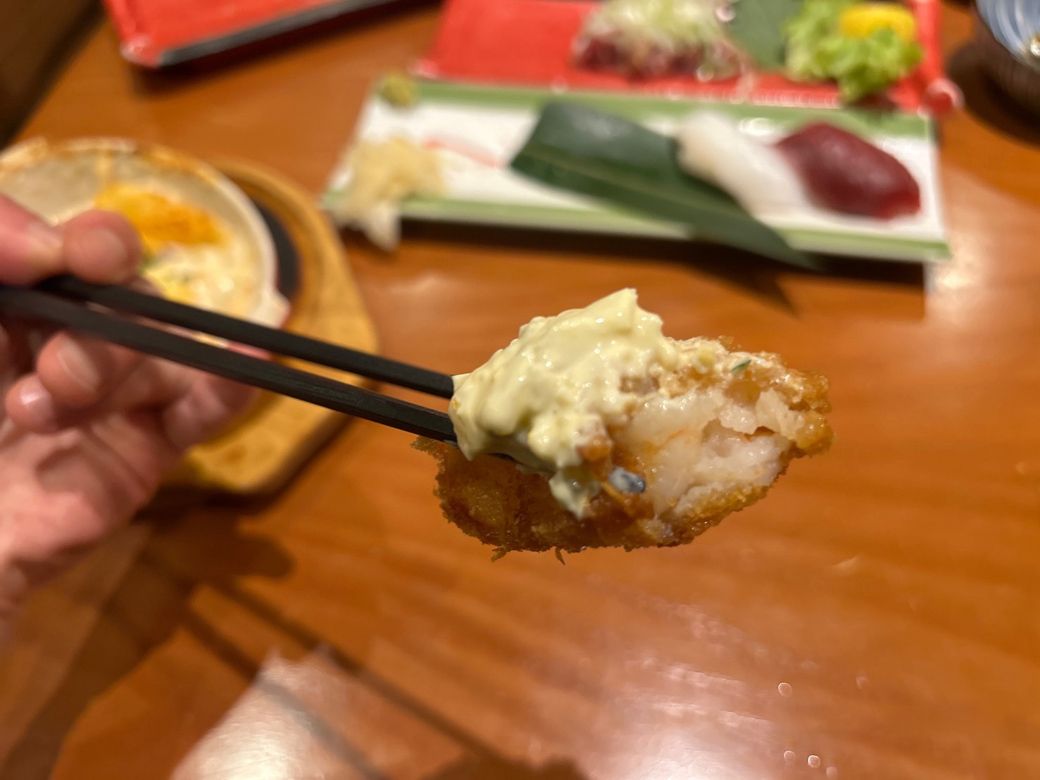 海老カツの断面（筆者撮影）