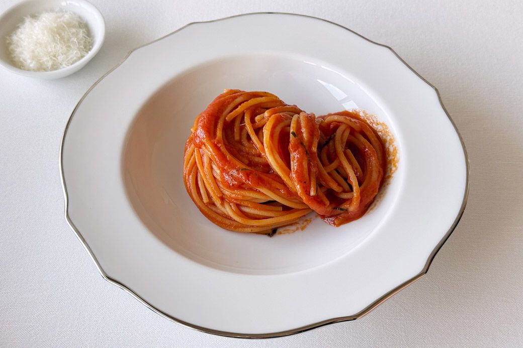 シグネチャーメニューのスパゲッティポモドーロ。ミシュランにも掲載されている（写真：筆者撮影）