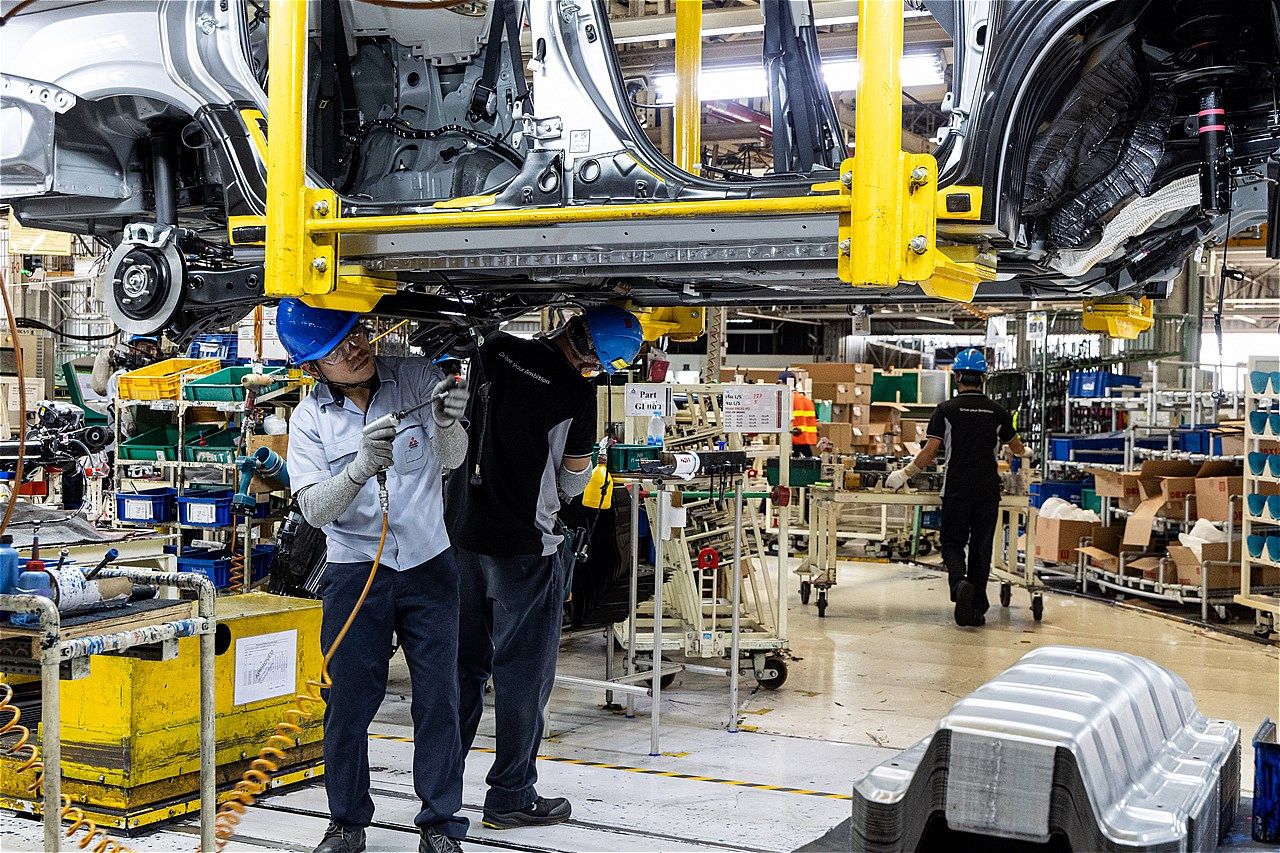 エクスフォースHEVなどの生産を行う、三菱のレムチャバン工場（筆者撮影）