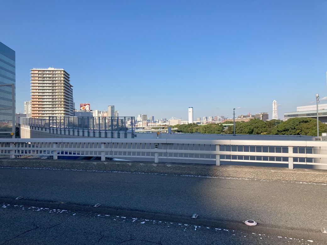 右手奥に見えるのが、おそらく品川ふ頭（筆者撮影）