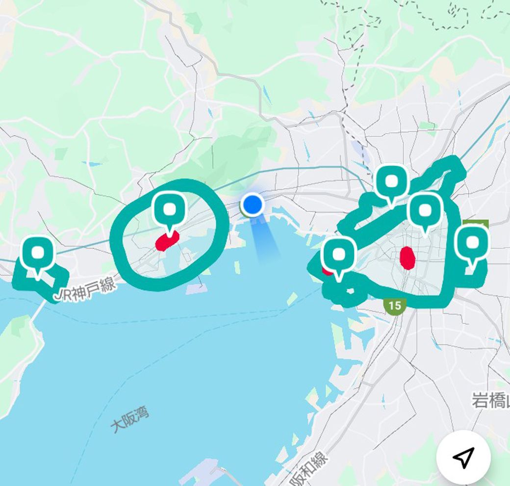 大阪〜神戸間をLUUPで移動することは現在不可（筆者撮影）