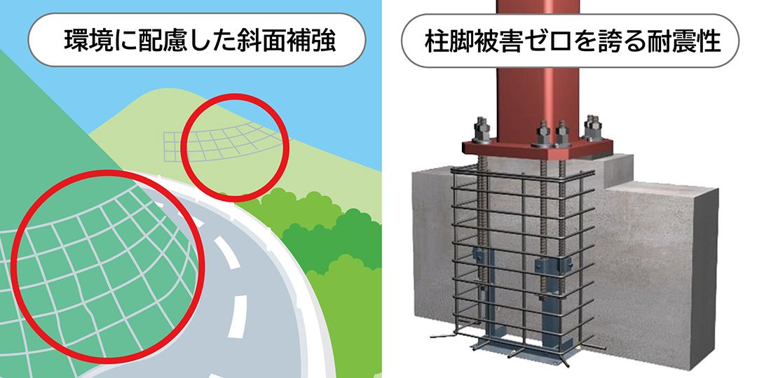 「フリーフレーム工法」と「ベースパック橋脚工法」