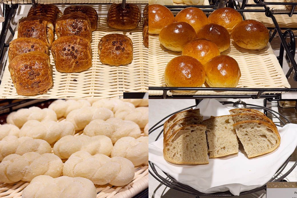 チョコレートデニッシュ、バターロール、ベイクドドーナツ、パンペイザン（写真：筆者撮影）