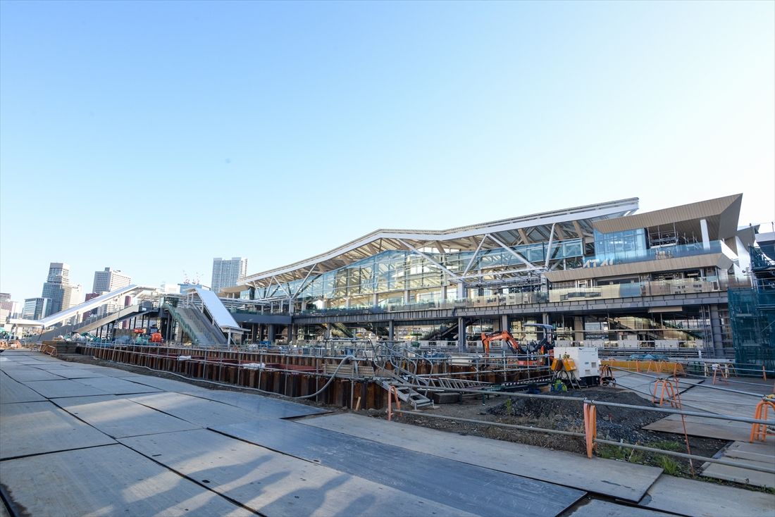 工事中の高輪ゲートウェイ駅＝2019年11月（撮影：大澤誠）