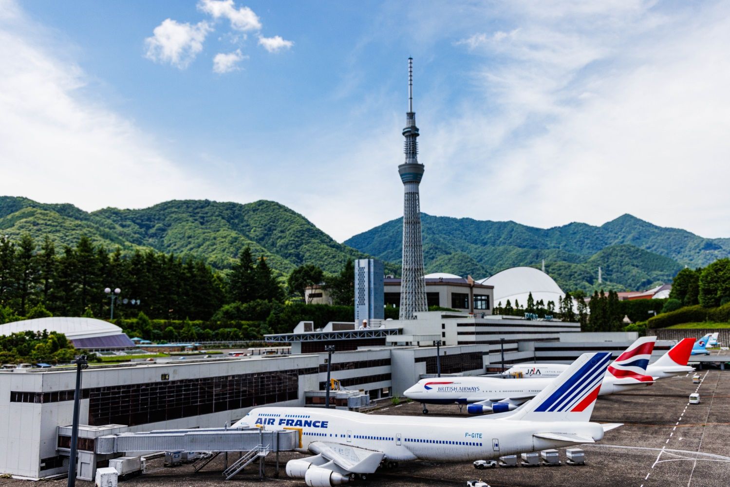 成田空港の向こうに東京スカイツリー。スケール感が狂いそうだ（撮影：鼠入昌史）