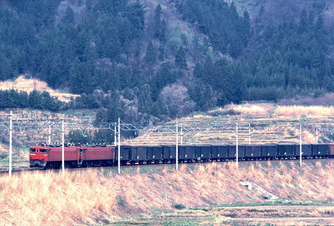 EF71形とED78形の重連が牽く貨物列車が板谷峠に挑む（撮影：南正時）
