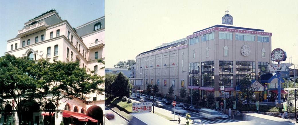 左：開業当時のアニヴェルセル。右：スーパーキッズワールド（写真：AOKI-HD）