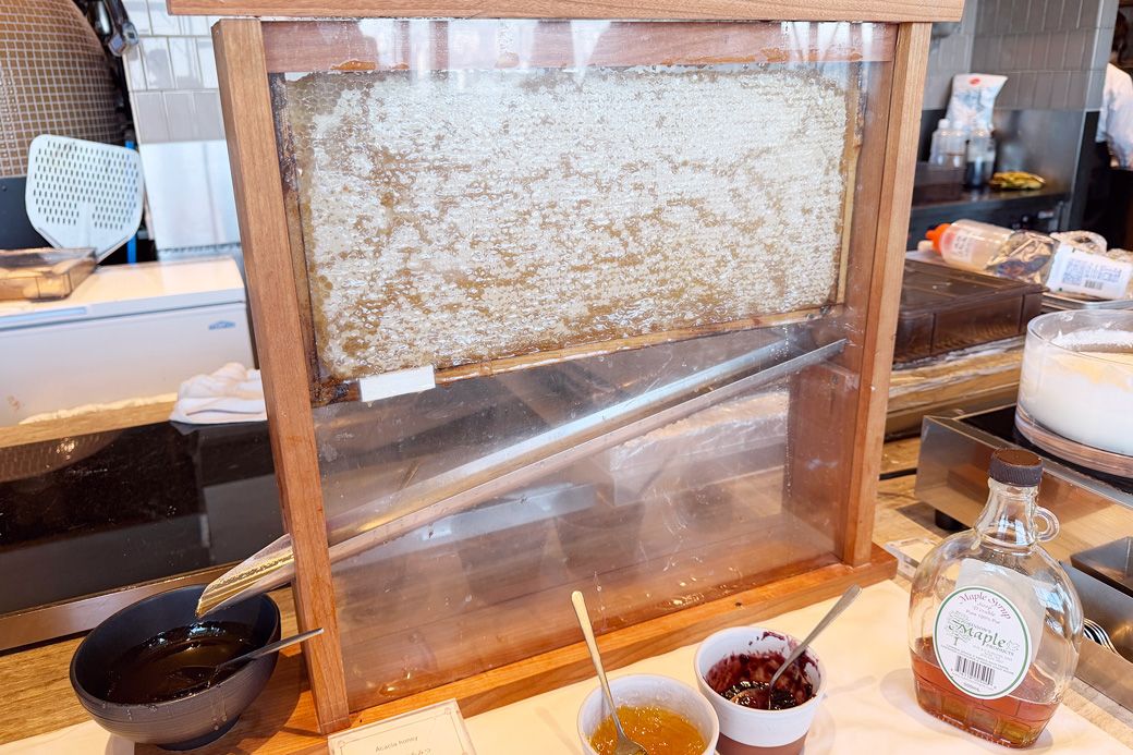 アカシアはちみつの巣みつ。市販のはちみつと比較すると、驚くほどの甘くて濃厚（写真：筆者撮影）