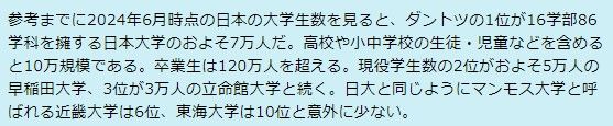 2024年6月時点の日本の大学生数ランキング