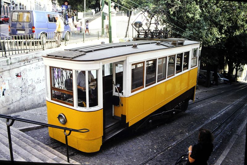 事故を起こしたグロリア線のケーブルカー(この写真のみ1996年 筆者撮影)