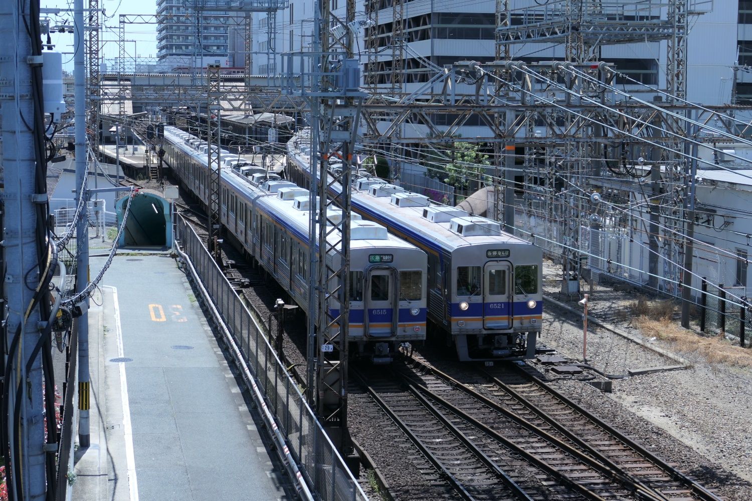 堺東駅北側から見た高野線（記者撮影）