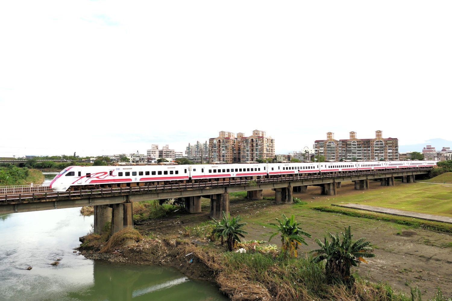 台鉄の特急車両、TEMU2000型「普悠瑪（プユマ）」（記者撮影）