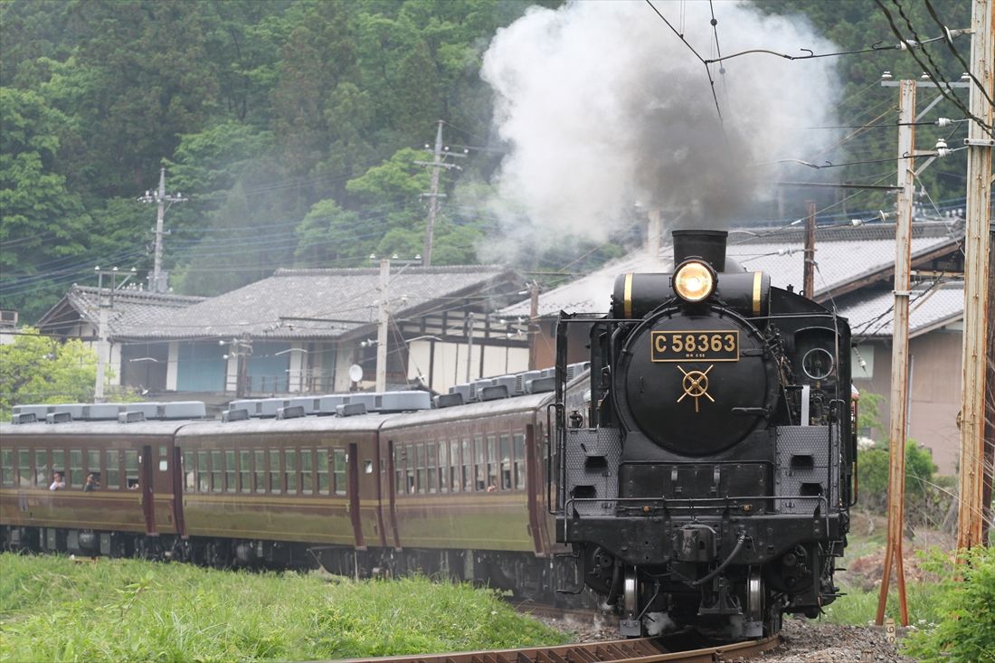 秩父鉄道の「SLパレオエクスプレス」。C58形363号機が牽引する（撮影：南正時）