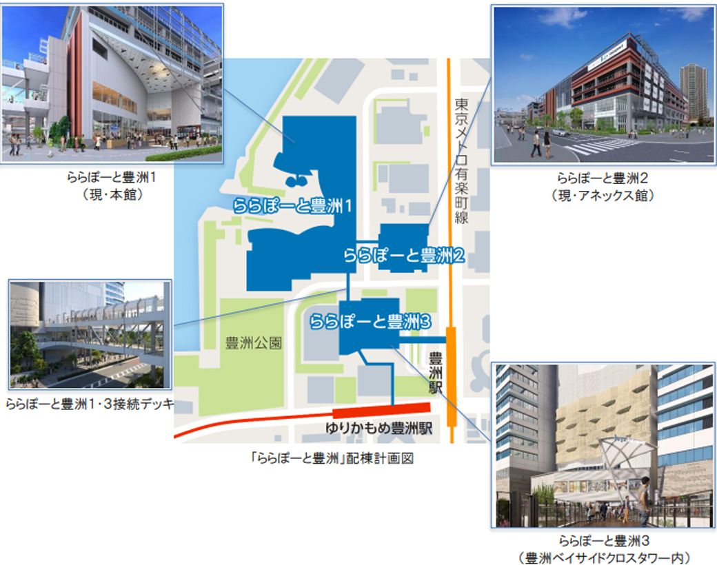 「ららぽーと豊洲」配棟計画図（出典：三井不動産ニュースリリース）