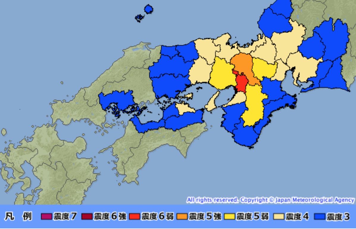 大阪府北部で震度6弱の地震､津波の心配なし 震源は大阪府北部､マグニチュードは5.9 | 天気・天候 | 東洋経済オンライン