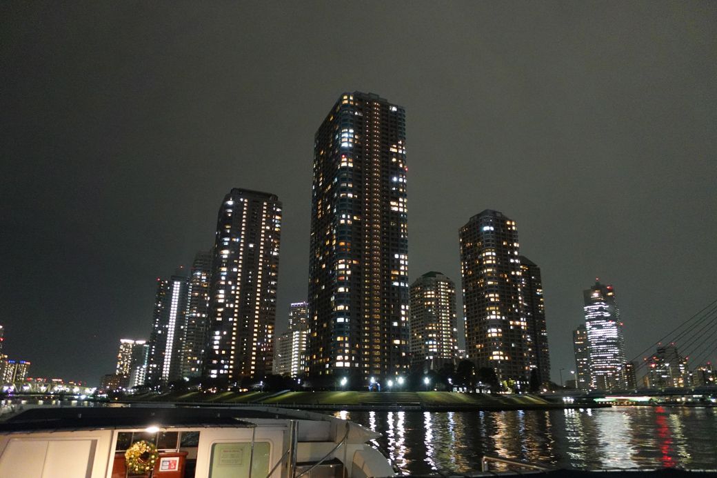 船から眺める夜景（筆者撮影）