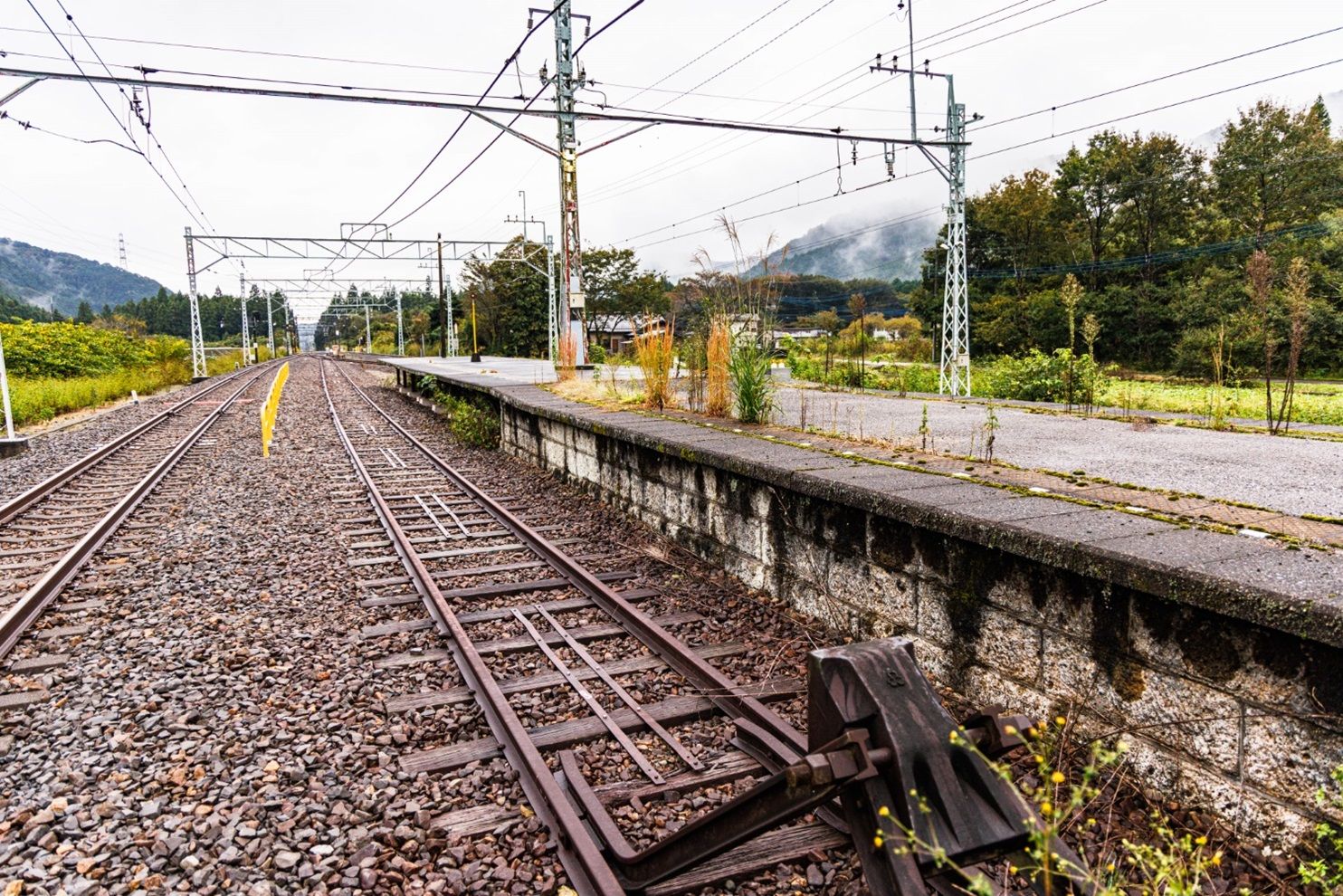 板荷駅に待避線があった時代の名残。いまでは使われていない線路だ（撮影：鼠入昌史）