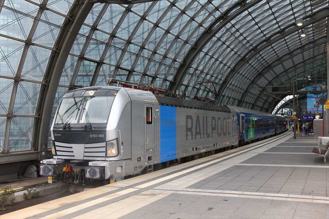 ベルリン中央駅に到着したストックホルムからの夜行列車（撮影：橋爪智之）