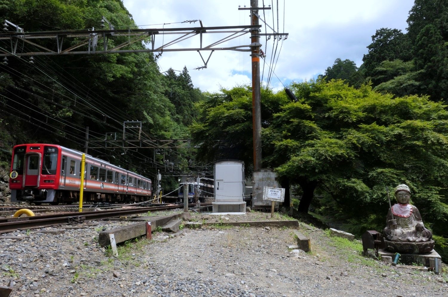 極楽橋のたもとから見た駅方向（記者撮影）