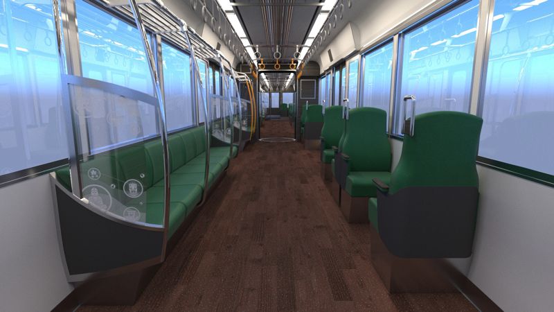 700形の車内イメージ、江ノ電グリーン（画像：江ノ島電鉄）