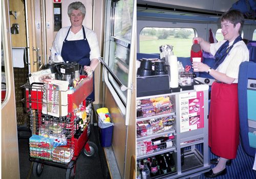 デンマーク（右）とノルウェー（左）の車内販売（1994年 筆者撮影）