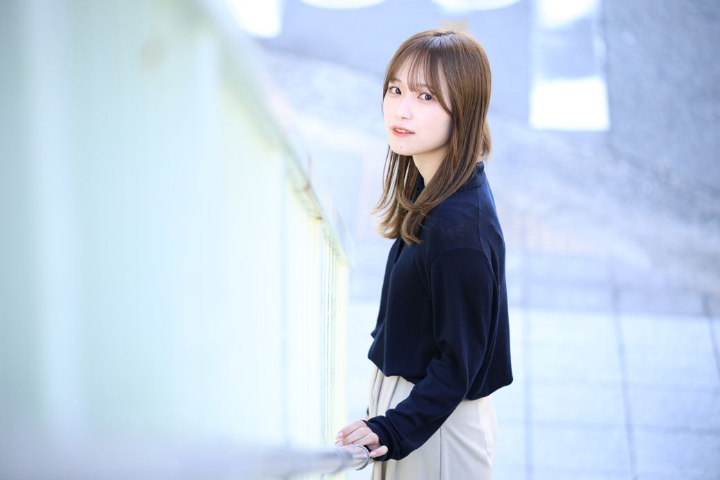 松本さんはミスコンに出て「本当によかった」とほほえむ（筆者撮影）