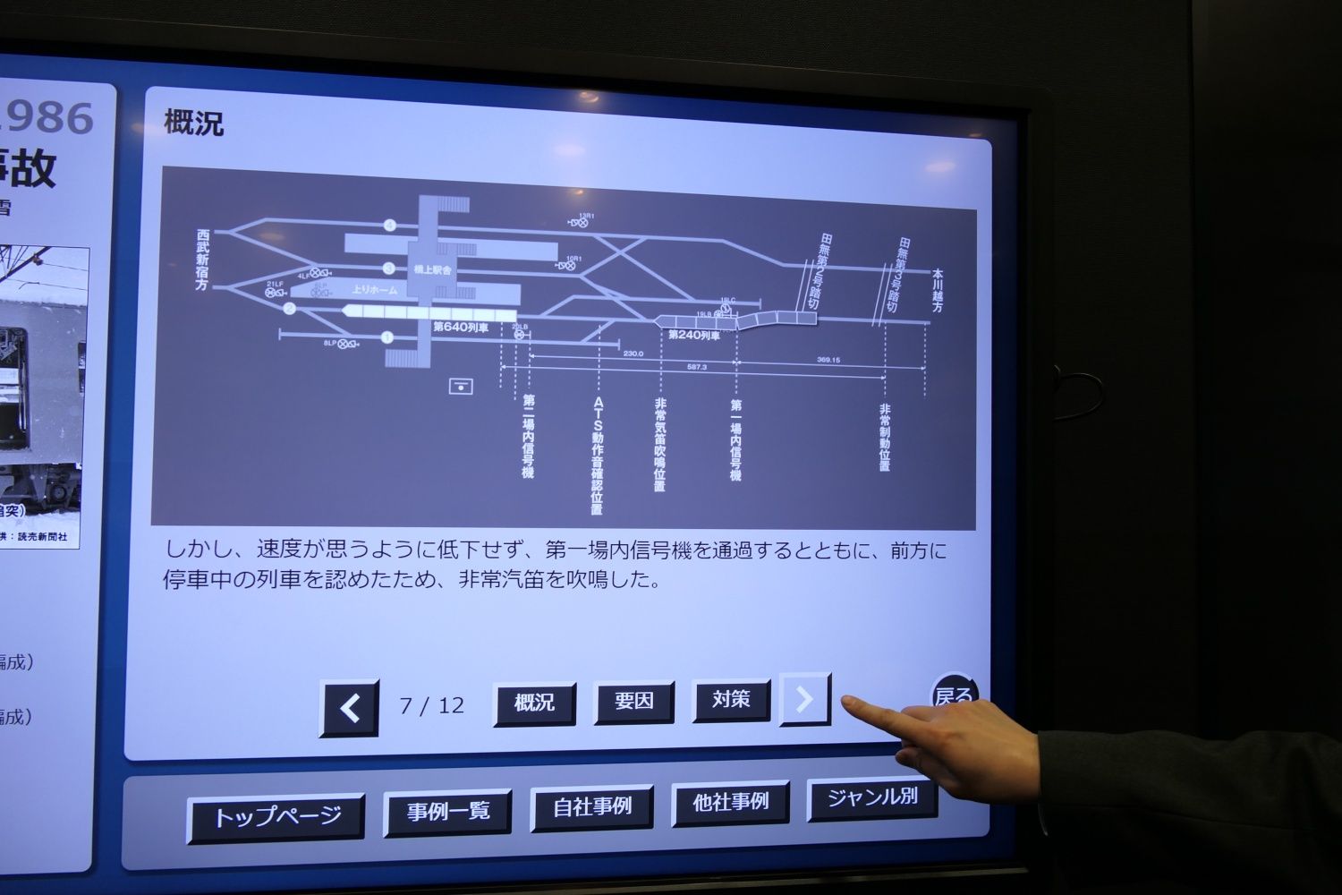 1986年の田無駅構内列車衝突事故の解説（記者撮影）