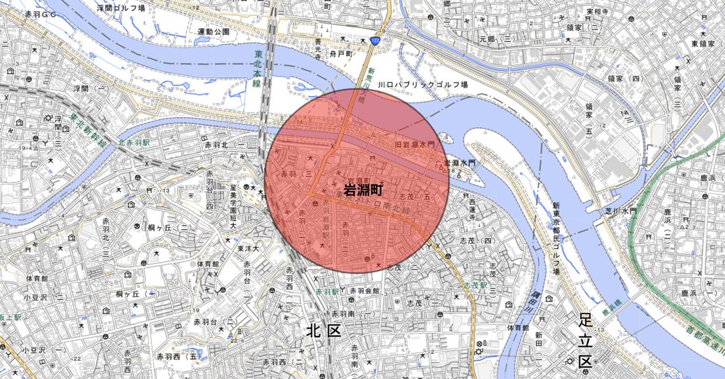 今回訪れたエリア。国土地理院発行の運営する電子国土Webから筆者が作成