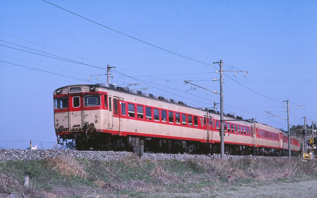常磐線を走るキハ58系の急行「ときわ・奥久慈」。気動車は分割併合が自在な特徴を生かして複数の列車を併結することが多かった（撮影：南正時）