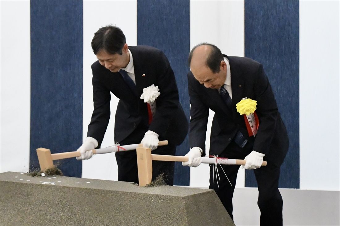リニア中央新幹線山梨県駅の起工式＝2026年3月11日（記者撮影）