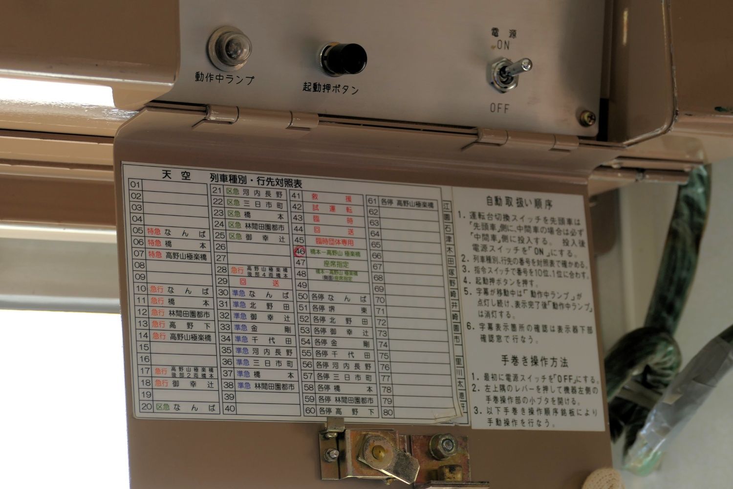 南海電鉄　観光列車「天空」 列車種別・行き先