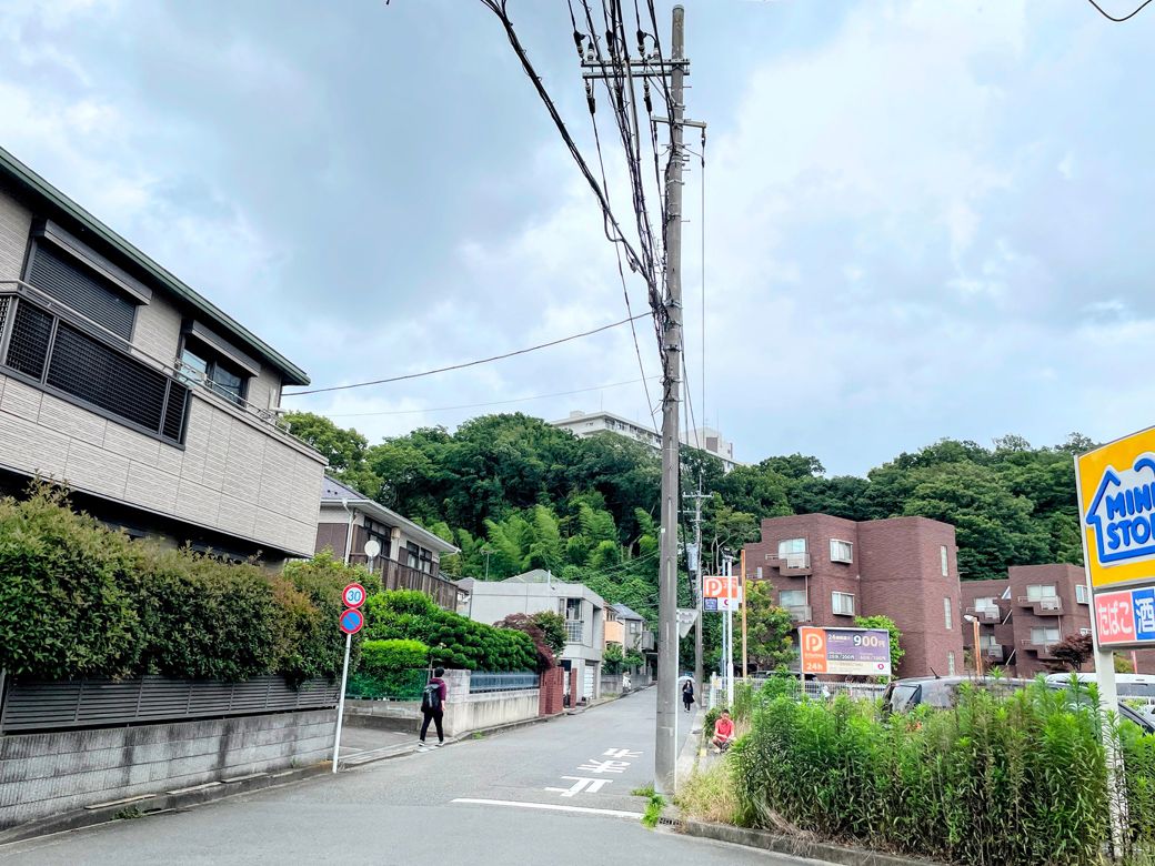 あの森の向こうに日吉駅がある（筆者撮影）