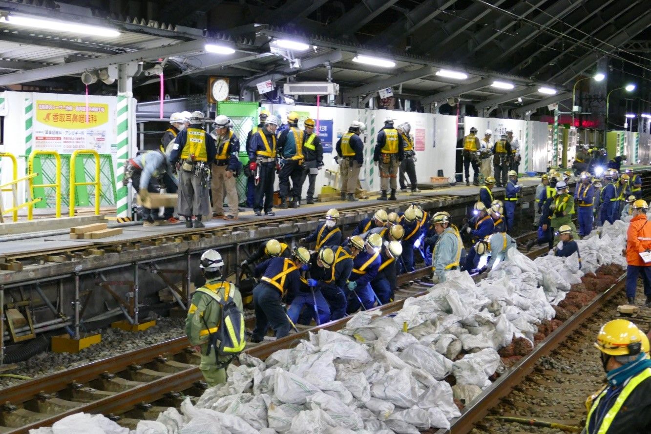 天王町駅　線路切り替え工事