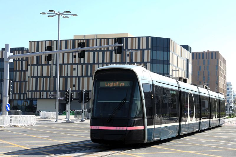 ルサイルトラムはフランス製5連接車両（筆者撮影）