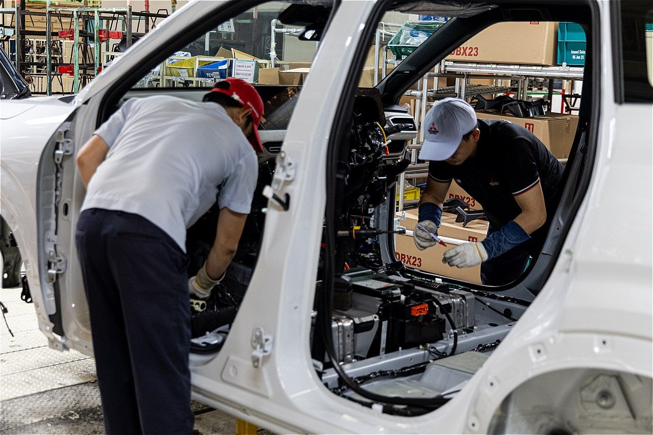 エクスフォースHEVなどの生産を行う、三菱のレムチャバン工場（筆者撮影）