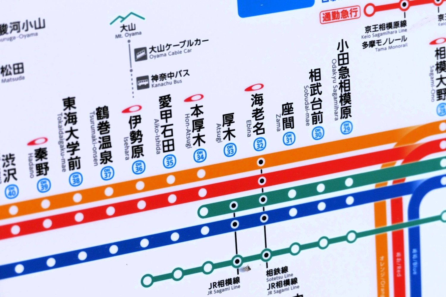 新宿方面の1つ隣は海老名市の厚木駅。海老名駅ではJR相模線と相鉄線に乗り換えられる（記者撮影）