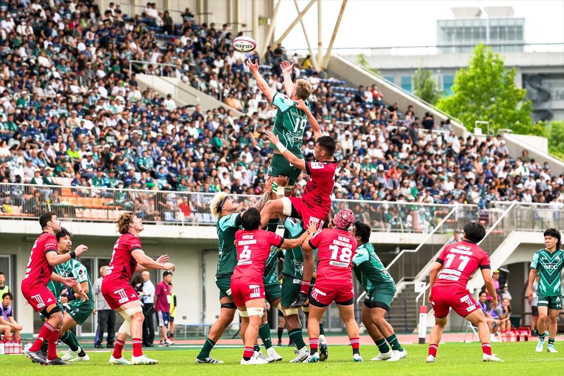 JR東日本への譲渡が決まったラグビー・リーグワン「NECグリーンロケッツ東葛」の試合の様子（昨シーズン）（写真：NEC）