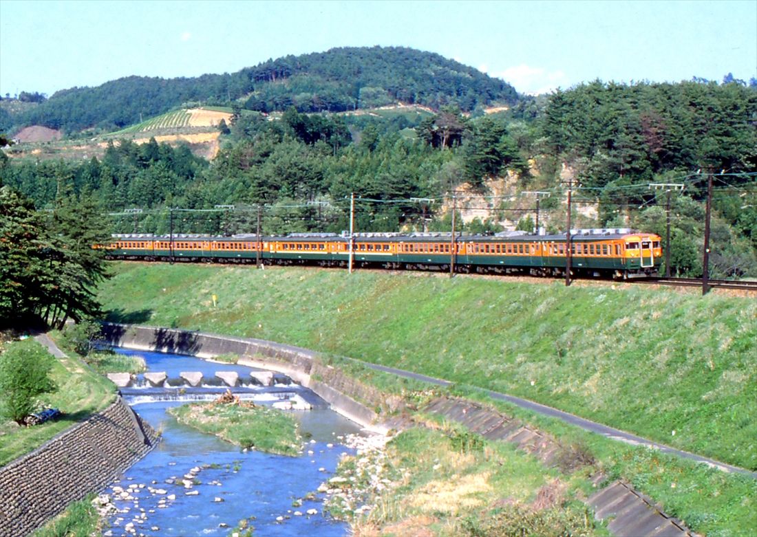 菊川付近を行く165系の急行「東海」（撮影：南正時）